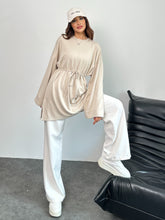 Kadın Bel Bağlamalı Kol Detaylı Tunik 8896 - Bej